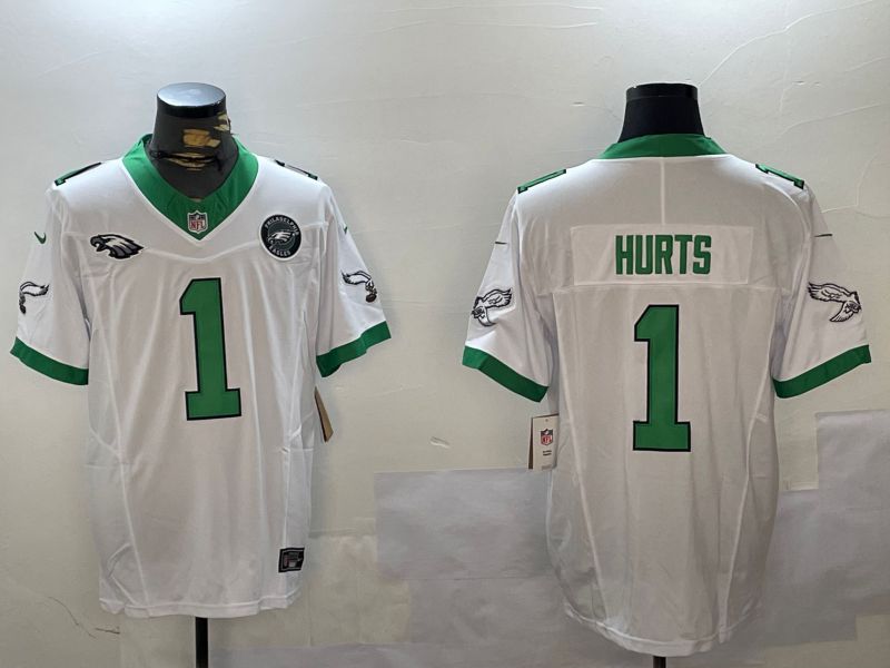 Men Philadelphia Eagles #1 Hurts White Three generation 2024 Nike Limited NFL Jersey style 4->miami dolphins->NFL Jersey